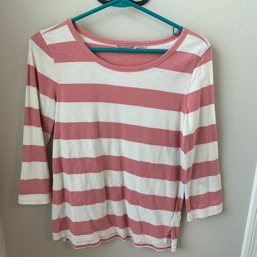 Juicy Couture - Pink & Cream Striped 3/4 Sleeve w/elbow details - SZ M - EUC